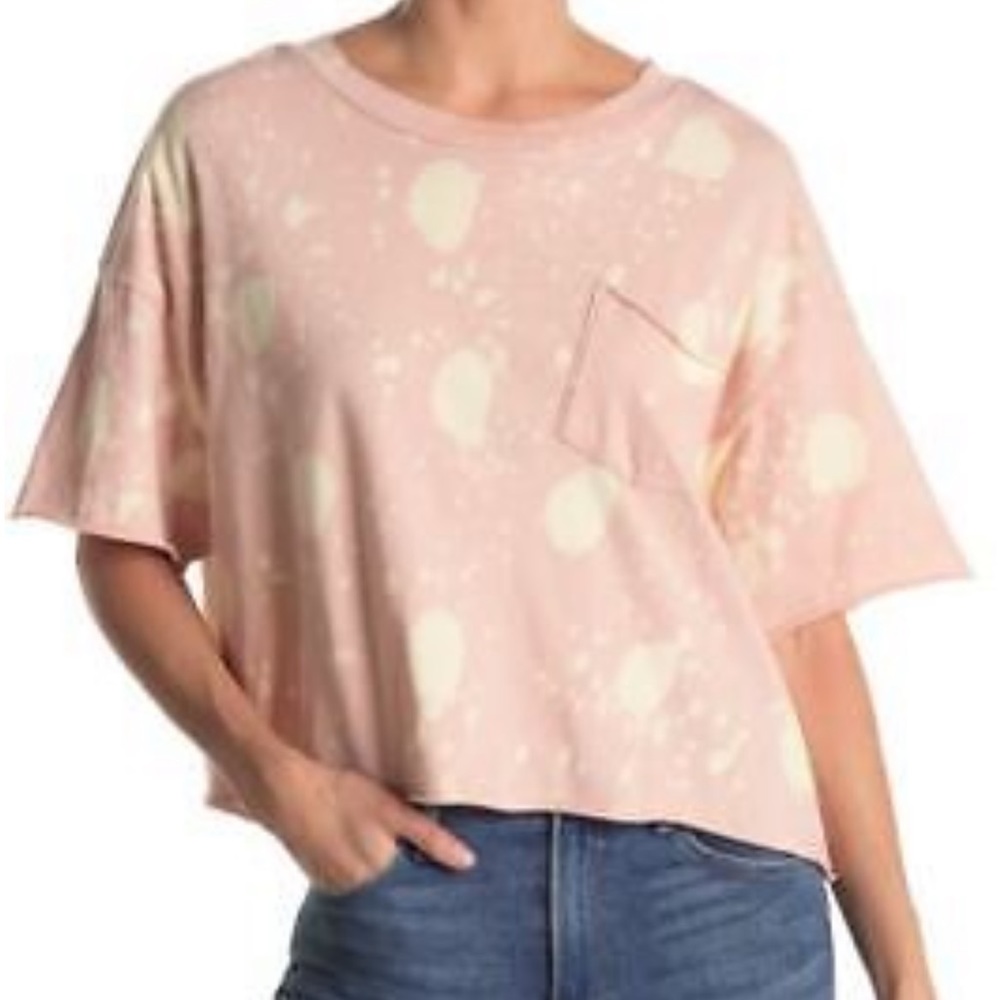 Abound Women's Cotton Tie Dye Cropped Pocket Tee Coral Medium
